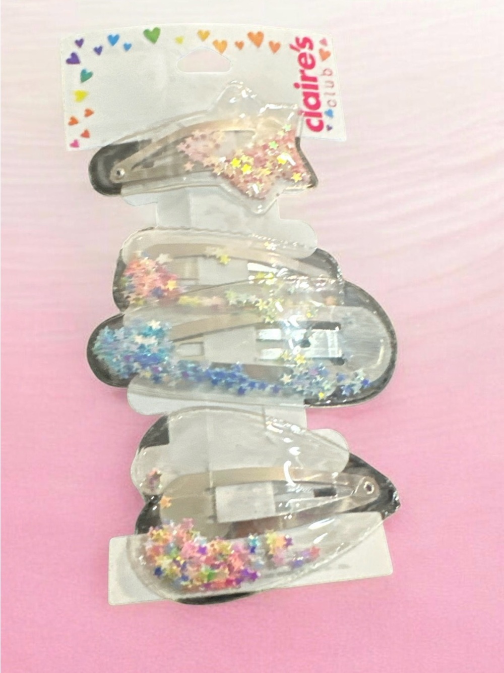 Claire's Clear Star & Cloud Glitter Hair Clips - Pink, Blue, Gold
1063